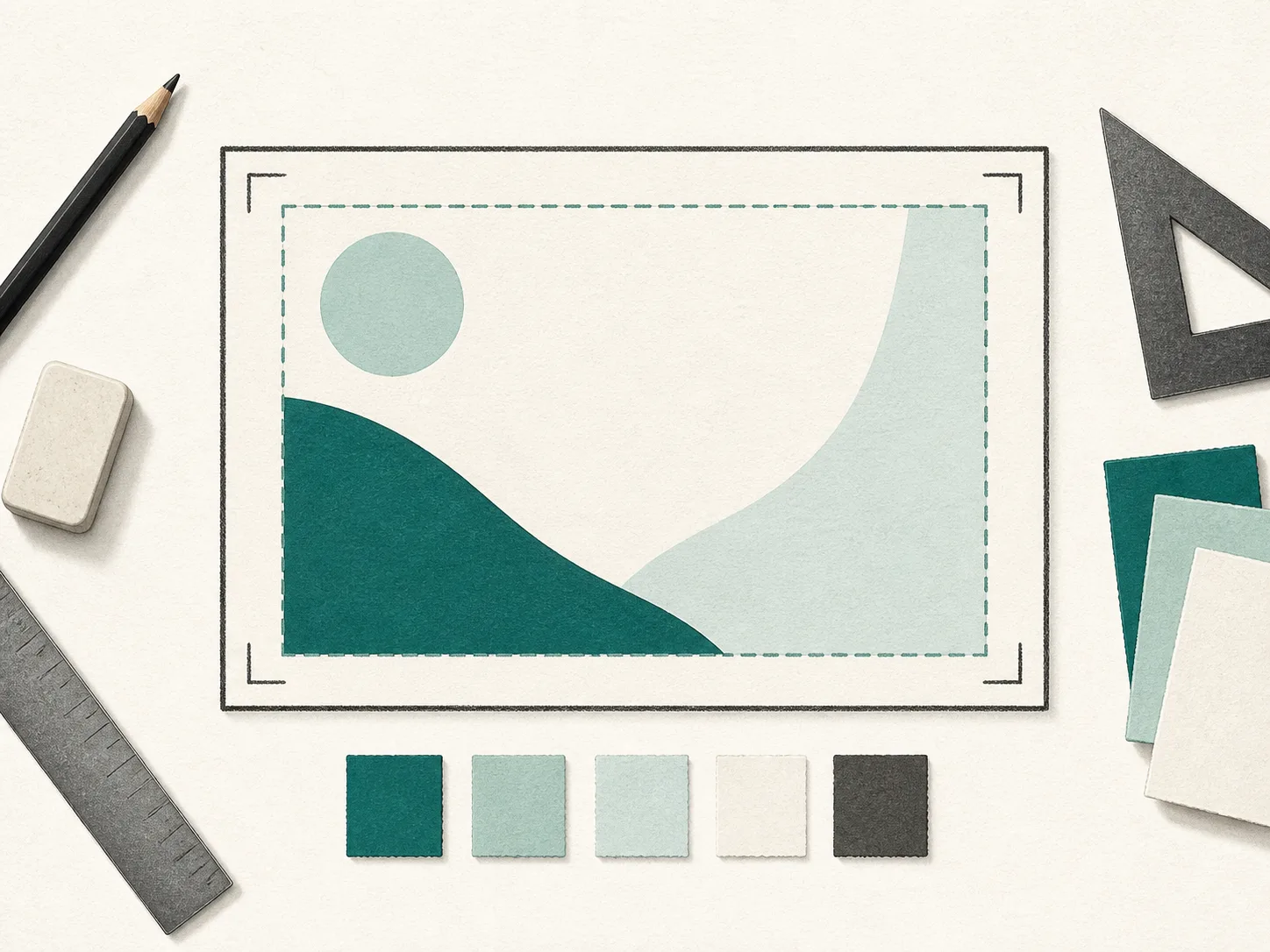 Illustration of a widescreen thumbnail composition board